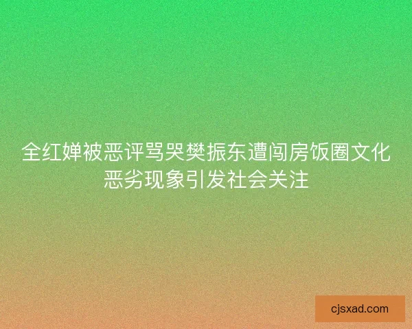 全红婵被恶评骂哭樊振东遭闯房饭圈文化恶劣现象引发社会关注